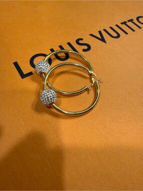 Macy’s 14k Gold Plated Hoop Earrings with Pavé Crystal Beads